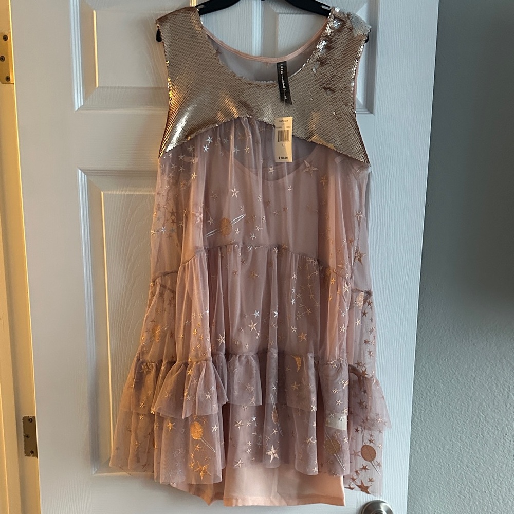 Starry Mini Dress in Rose Gold